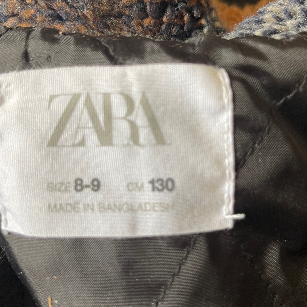 SOLD Zara Unisex Kids Brown/Navy Overshirt Jacket. Size 8/9. B3 - Picture 7 of 7